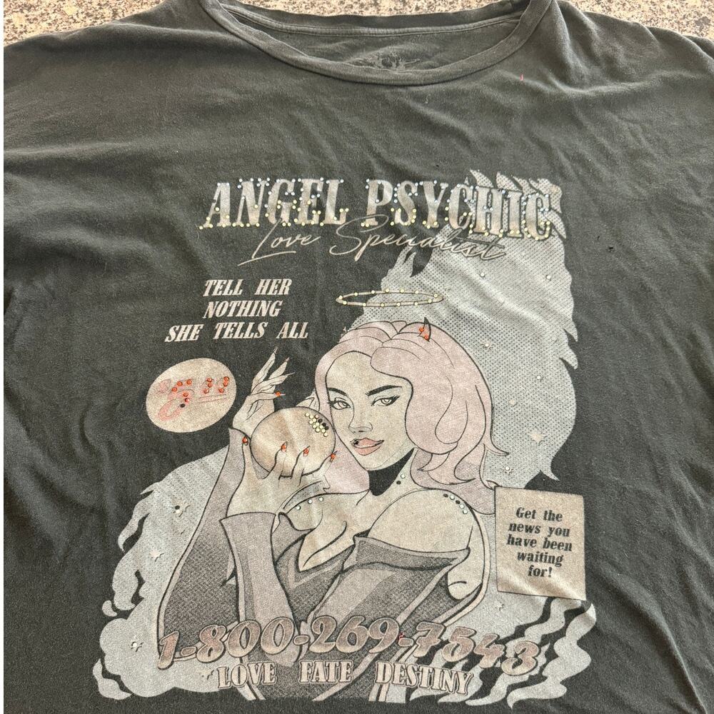 Boys Lie 'Angel Psychic' Rhinestone Oversized Graphic Tee - Picture 2 of 10